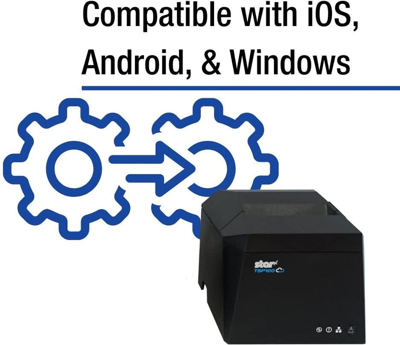 Star Micronics TSP143IVUE USB/Ethernet (LAN) Thermal Receipt Printer with Android Open Accessory (AOA), CloudPRNT, Cutter, and Internal Power Supply