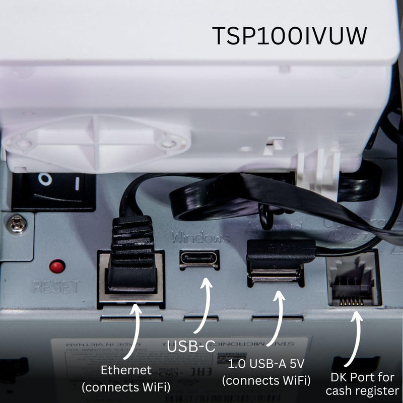 Star Micronics TSP143IVUW Thermal Receipt Printer WLAN,USB-C and Ethernet(LAN), CloudPRNT, Cutter, and Internal Power Supply